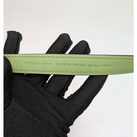 Gucci Women’s Blondie Ciny Interlocking Buckle Leather Belt Green 85cm 723073 - Picture 7 of 8